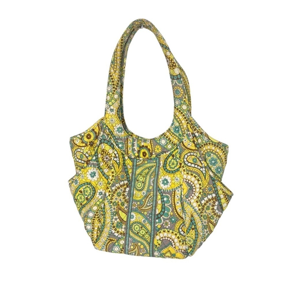 Vera Bradley Quilted "Lemon Parfait" Yellow Large Hobo Handbag Paisley‎ Bright